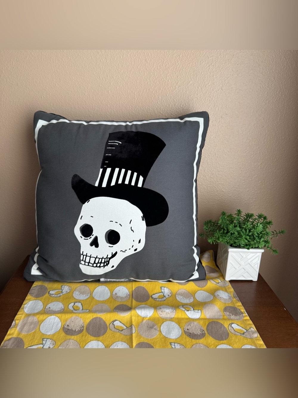 Target Skeleton Skull striped hat toss pillow